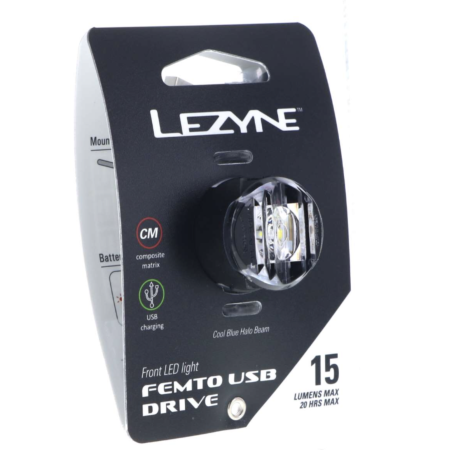 eclairage lezyne femto usb drive front black  LOOK  BIKERY