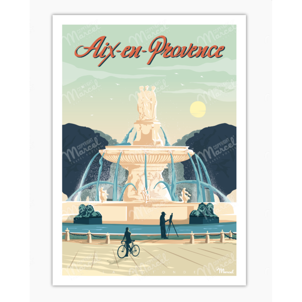 affiche 30x40 aix la rotonde  MARCEL HOSSEGOR  BIKERY