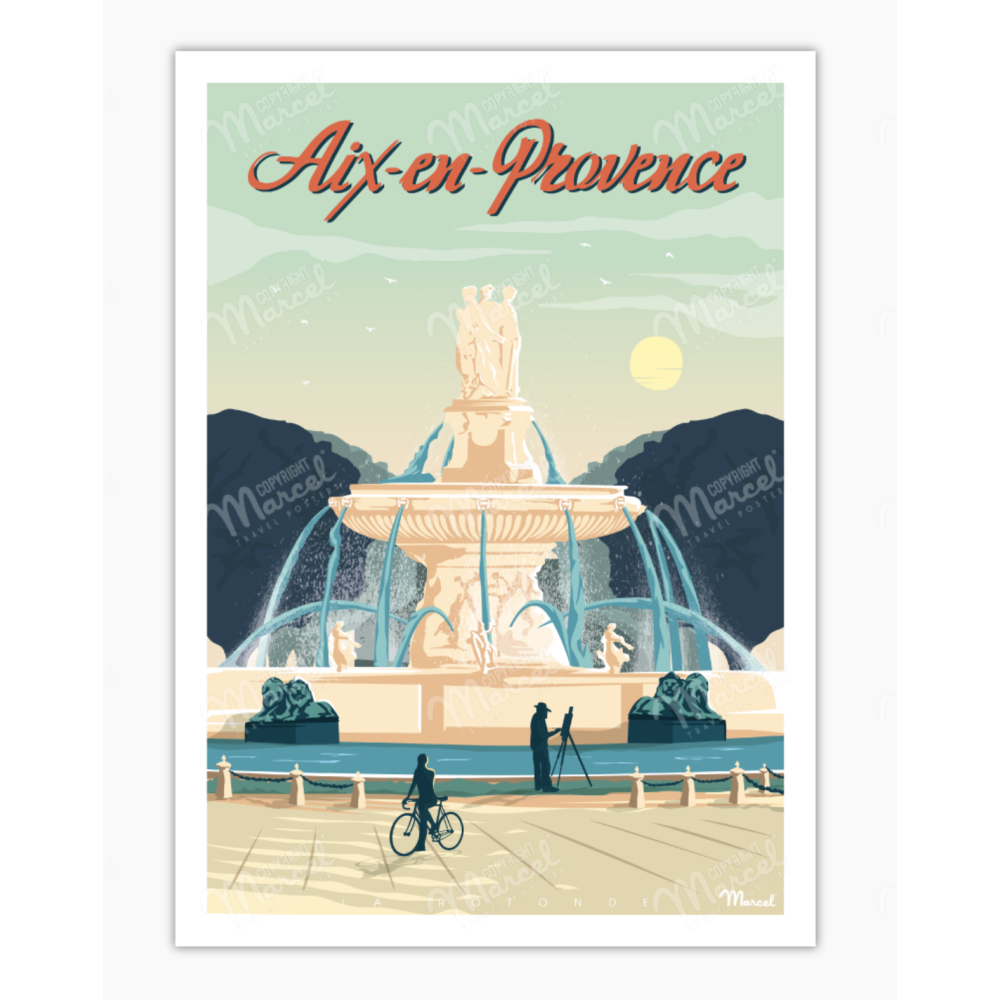 affiche 50x70 aix la rotonde  MARCEL HOSSEGOR  BIKERY