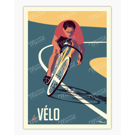 affiche 50x70 le velo  MARCEL HOSSEGOR  BIKERY